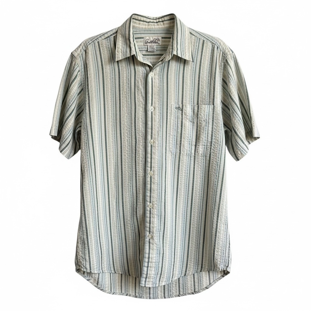 Arnold Palmer Vintage Plaid Textured Men’s Short Sleeve Button Up Small Casual